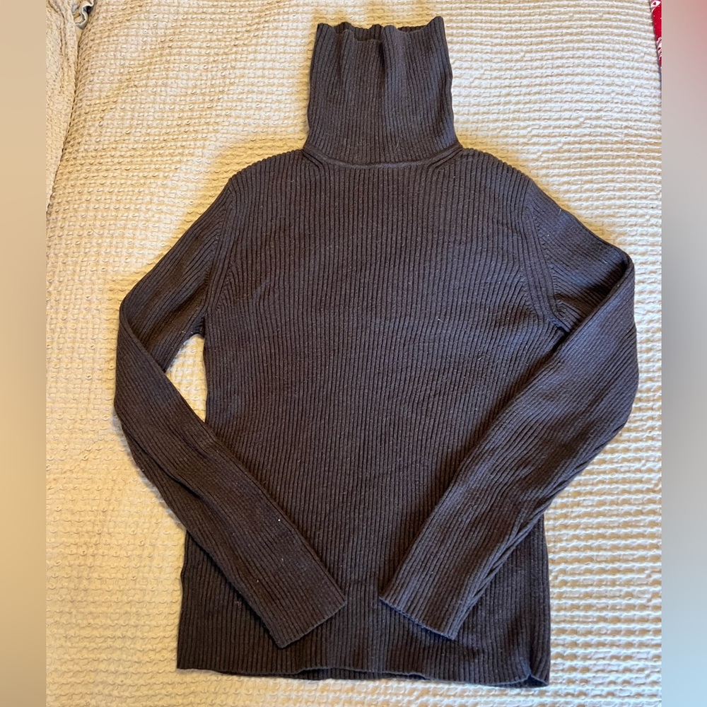 Banana Republic Cocoa Brown Ribbed Turtleneck Sweater, Medium